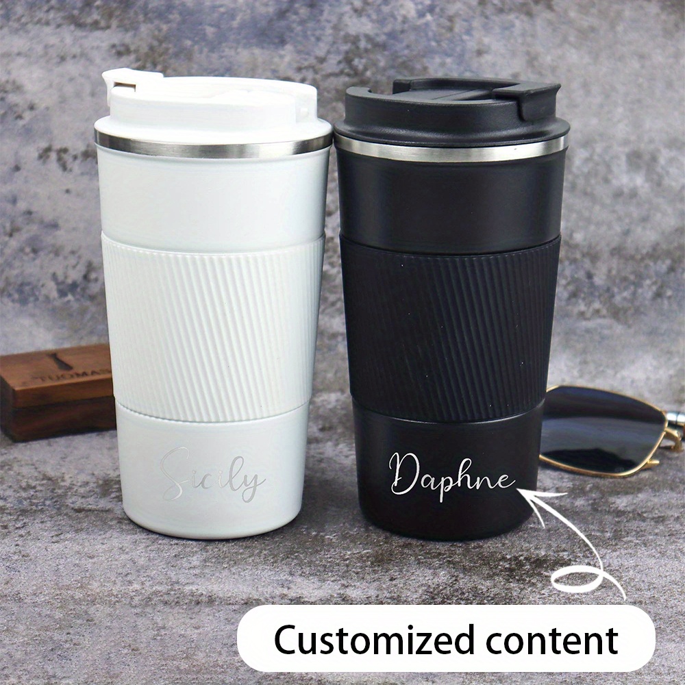 Coffee Tea Name - İsim Yazılı, Paslanmaz Çelik, Katlanabilir Kapaklı,