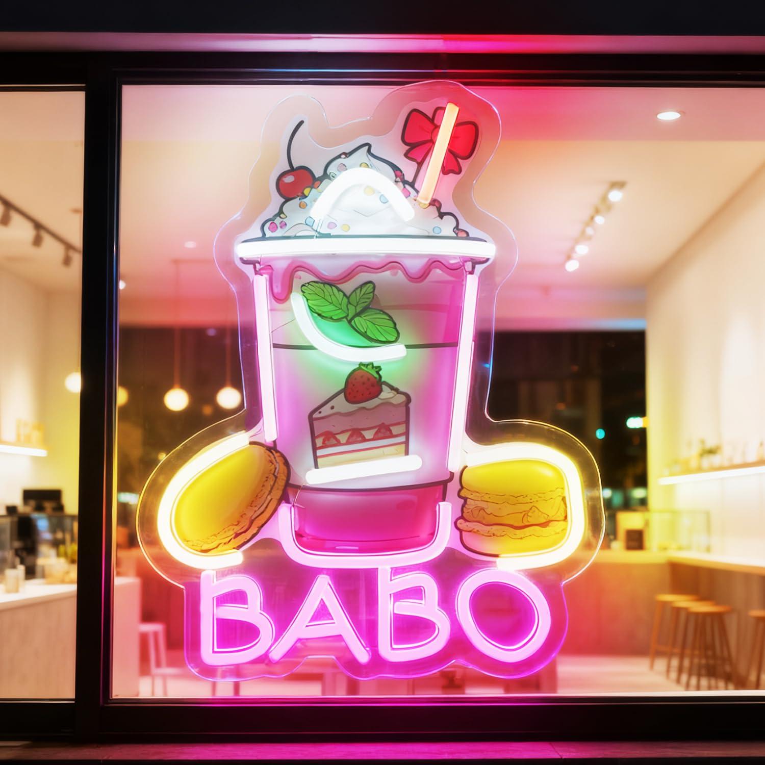 Coffee Tea & Jane - Boba Neon Tabelası, Işıklı Bubble Tea